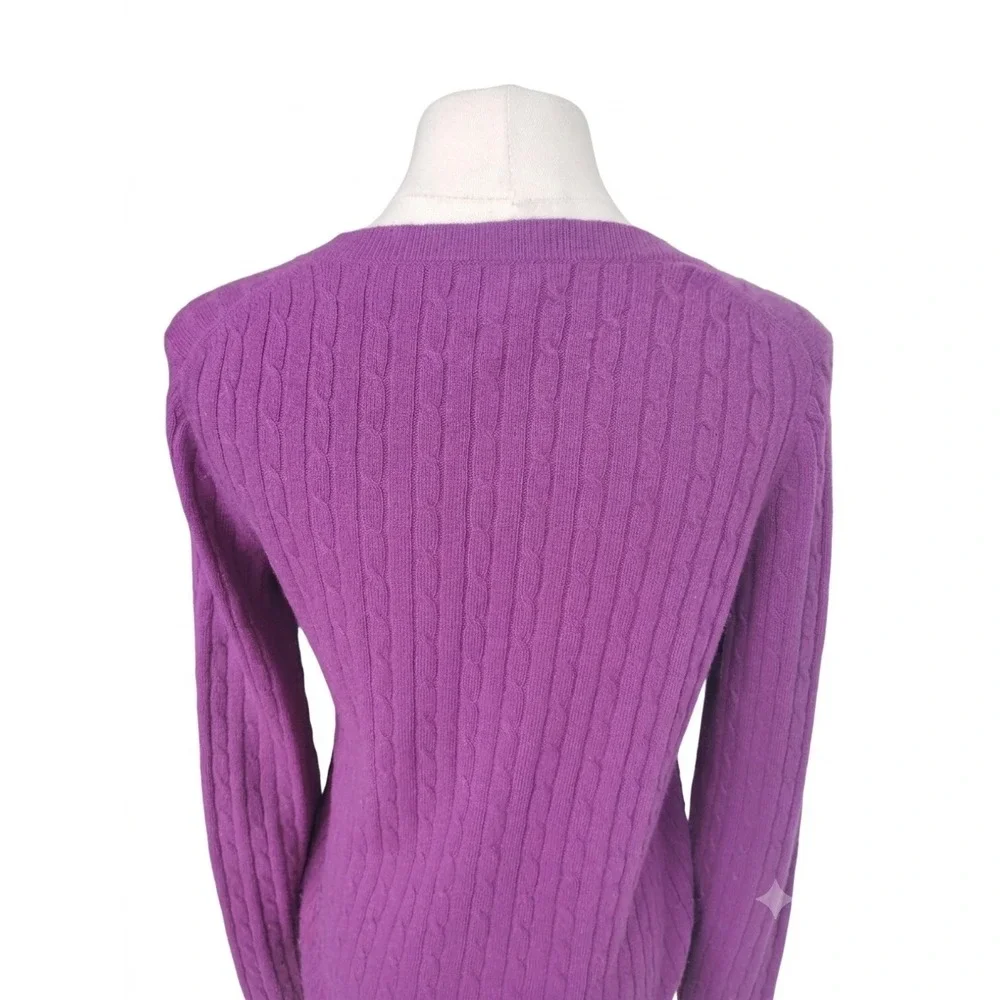 J. Crew Cable Knit Wool Cashmere Blend Fuscia Sweater Size Small